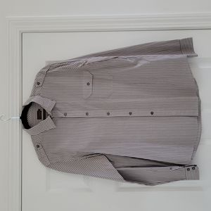 Next men's Grey & White striped shirt